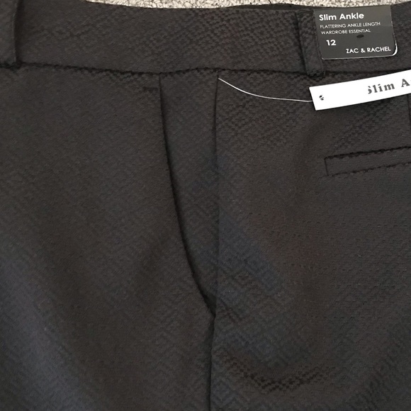 NWT Zac & Rachel Textured, Slim Ankle Pants in black. Size 12 - Picture 10 of 10